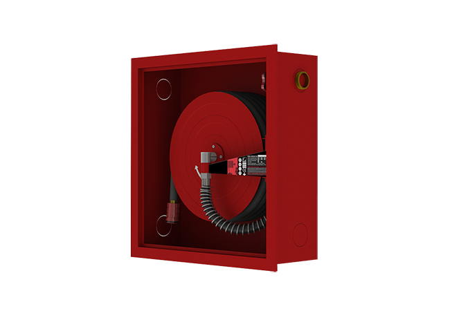 Single Door Fire Cabinet, Rubber Hose, Recessed Mounted