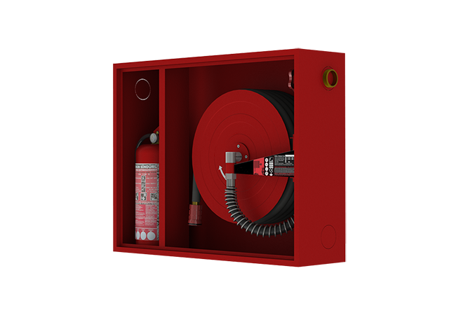 Double Door Fire Cabinet, Rubber Hose, Surface Mounted