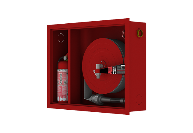 Double Door Fire Cabinet, Flat Hose, Recessed Mounted