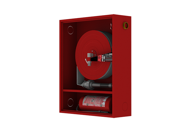 Decorative Type Single Door Fire Cabinet, Flat Hose, Surface Mounted