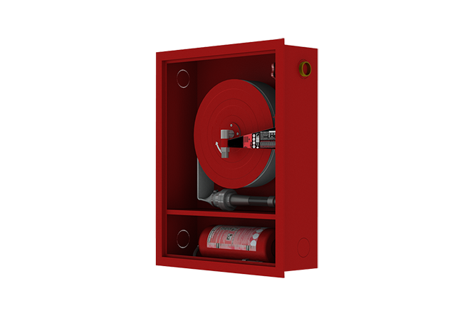 Decorative Type Single Door Fire Cabinet, Flat Hose, Recessed Mounted